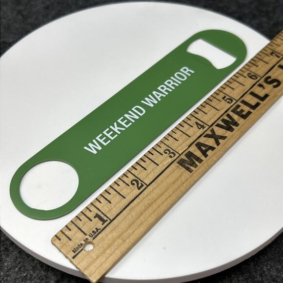 NEW Weekend Warrior Beer Bottle Opener Heavy Duty Green Metal Bar Tool - Picture 1 of 3